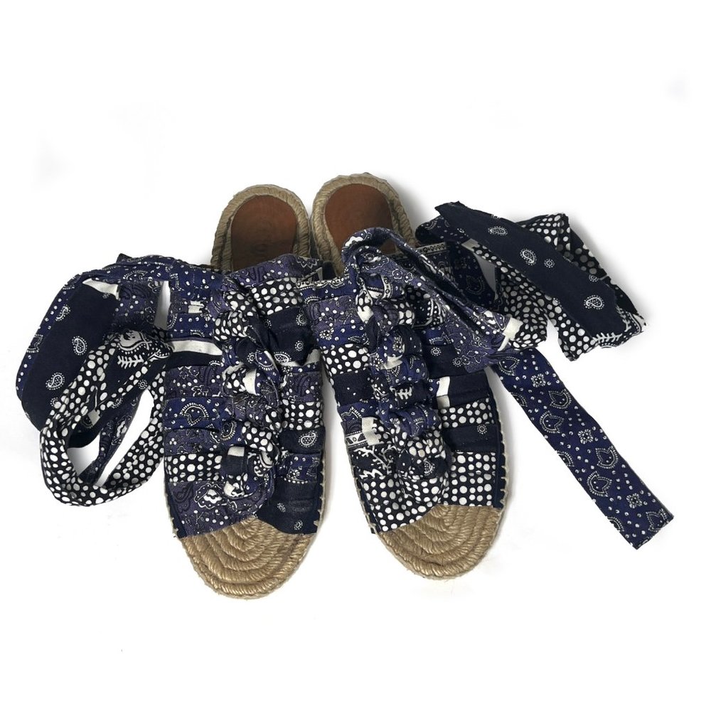 CHLOE blue cotton paisley espadrilles sz 8.5
